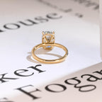 Solid Gold Elongated Cushion Cut Moissanite Engagement Ring, Proposal Ring