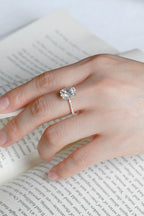 Solid Gold Elongated Cushion Cut Moissanite Engagement Ring, Proposal Ring
