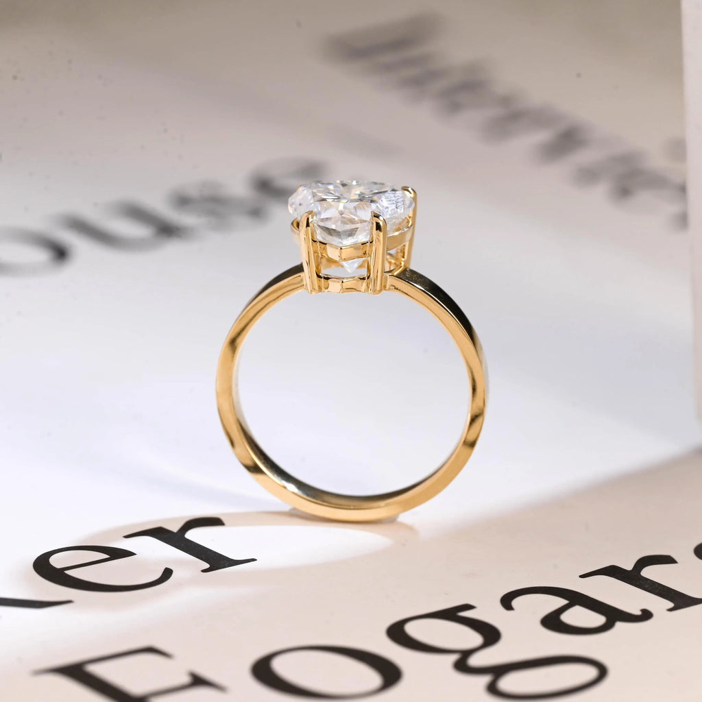 Solid Gold 4mm Heart Cut Moissanite Engagement Ring