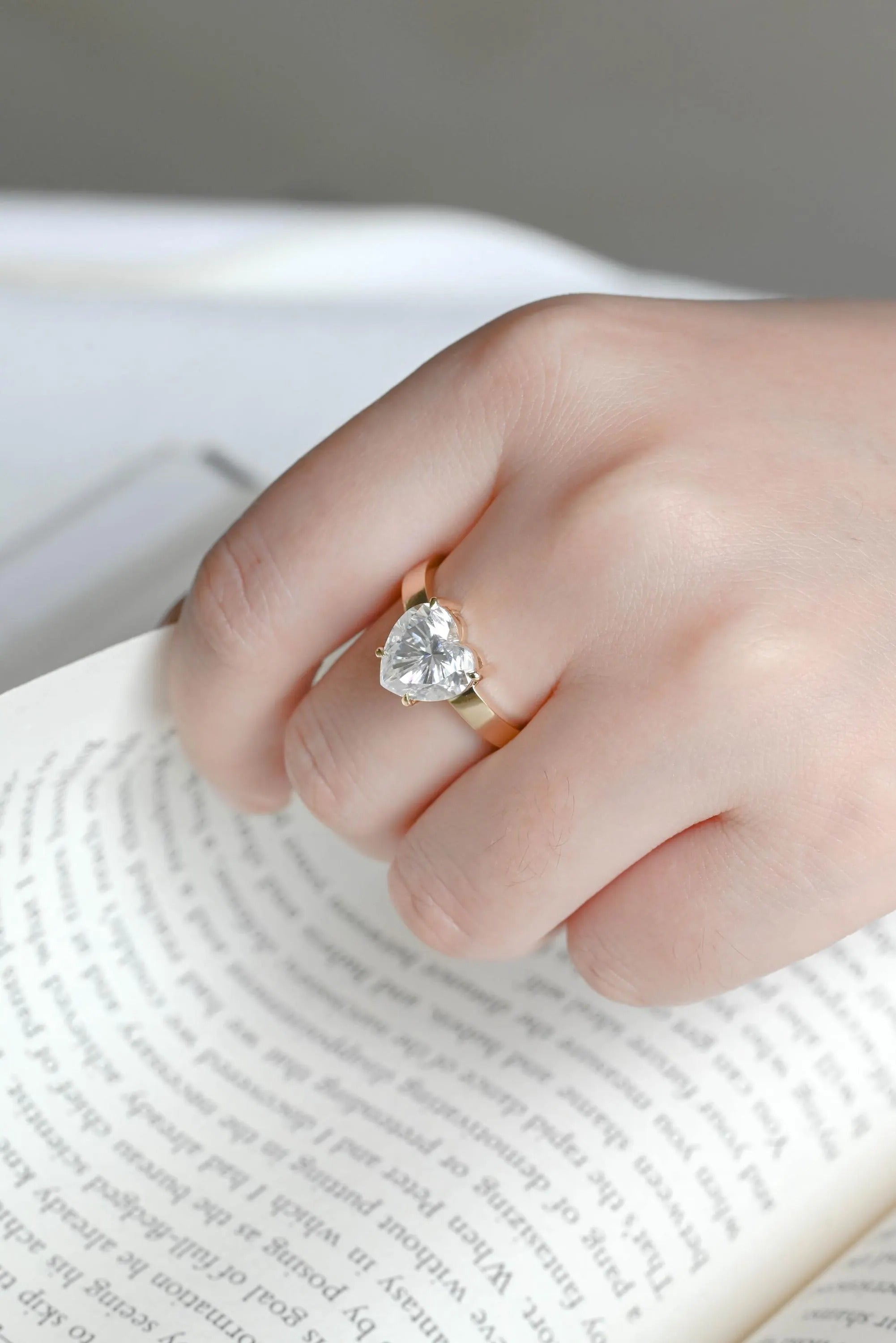 Solid Gold 4mm Heart Cut Moissanite Engagement Ring