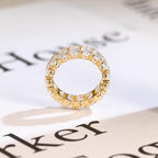 4*6mm Oval Moissanite Eternity Wedding Band, Solid Gold Stacking Ring