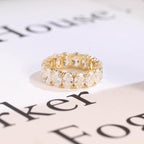 4*6mm Oval Moissanite Eternity Wedding Band, Solid Gold Stacking Ring