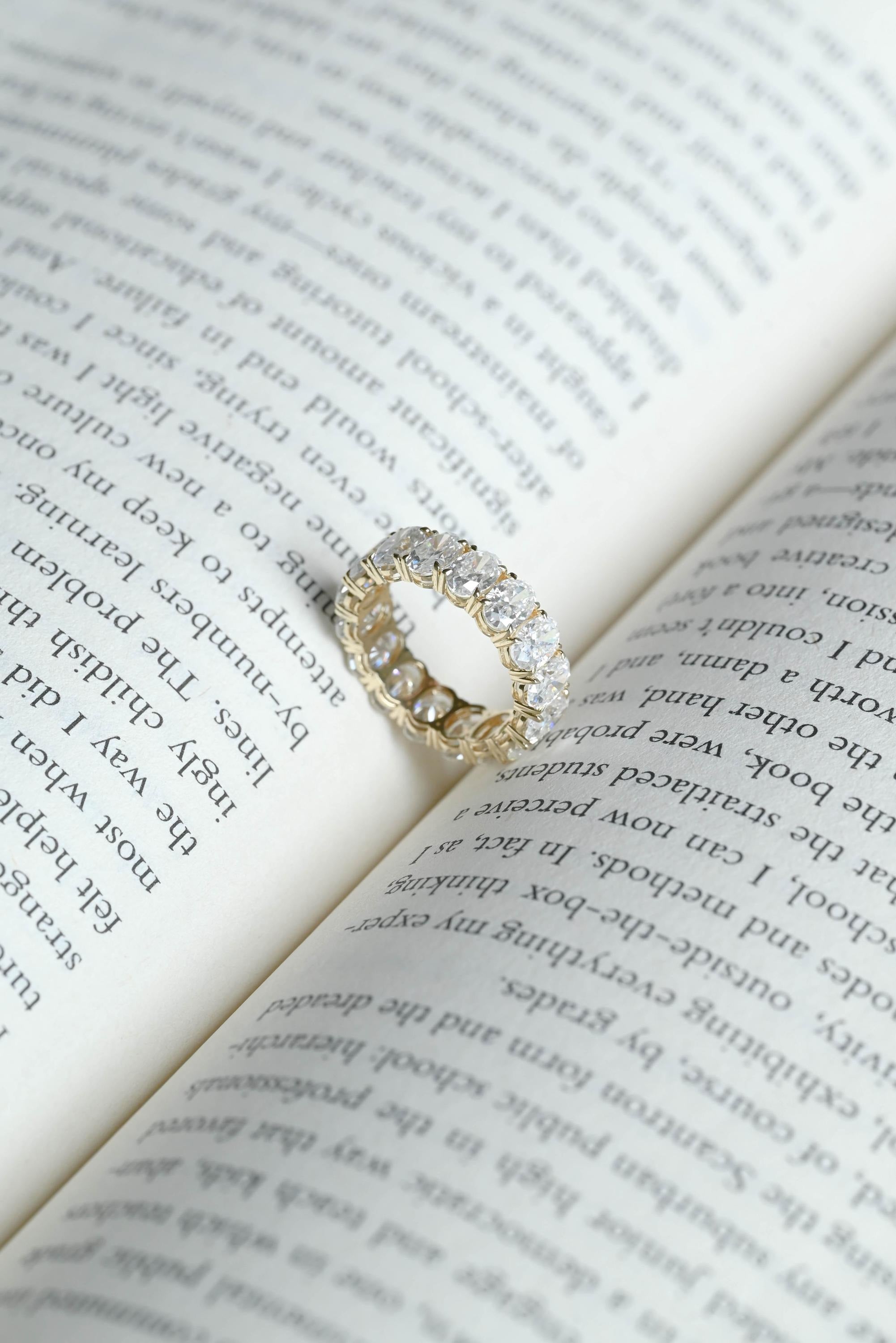 4*6mm Oval Moissanite Eternity Wedding Band, Solid Gold Stacking Ring