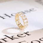 4*6mm Oval Moissanite Eternity Wedding Band, Solid Gold Stacking Ring