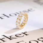 4*6mm Oval Moissanite Eternity Wedding Band, Solid Gold Stacking Ring