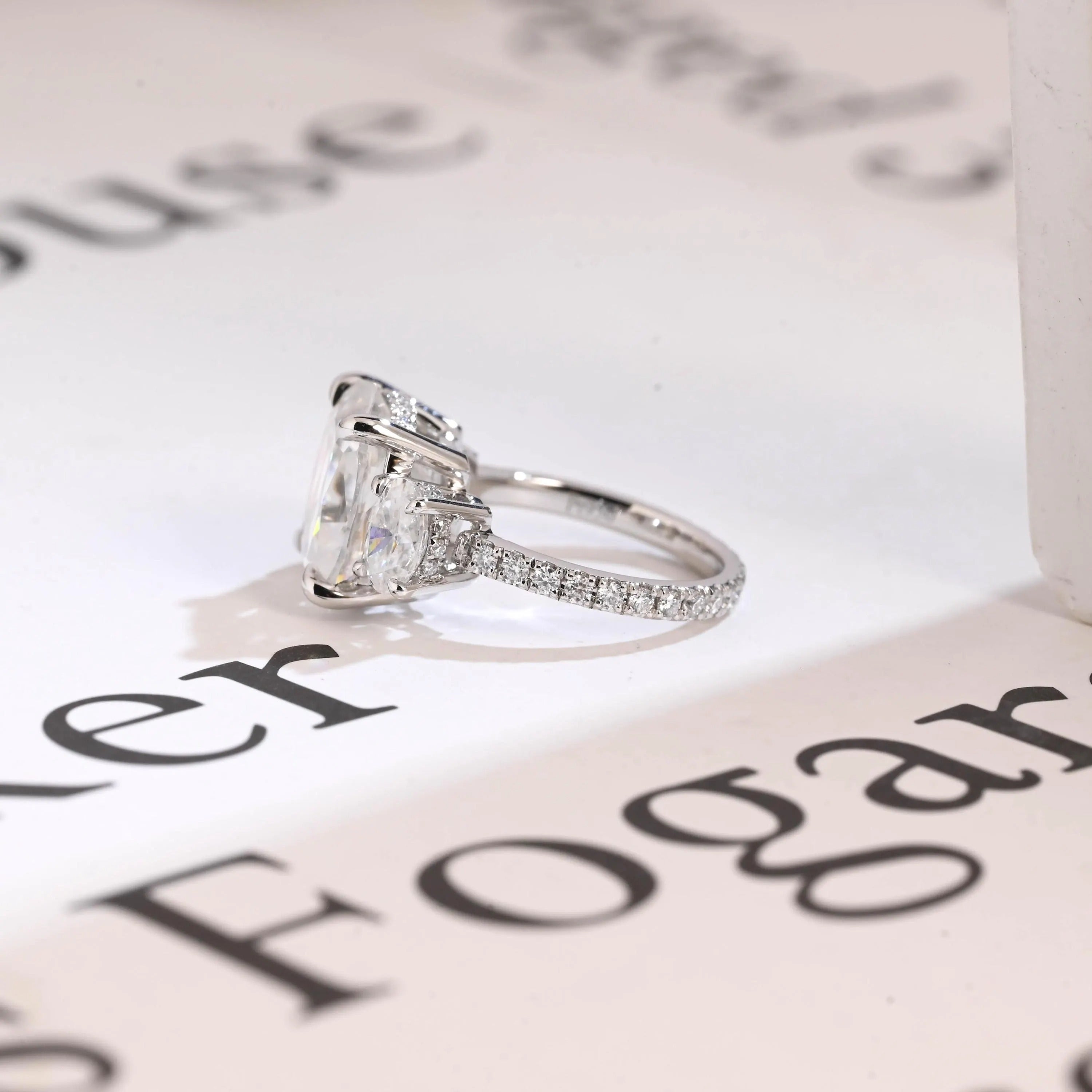 Solid Gold Old Mine Cushion Moissanite Engagement Ring, Anniversary Gift for Women