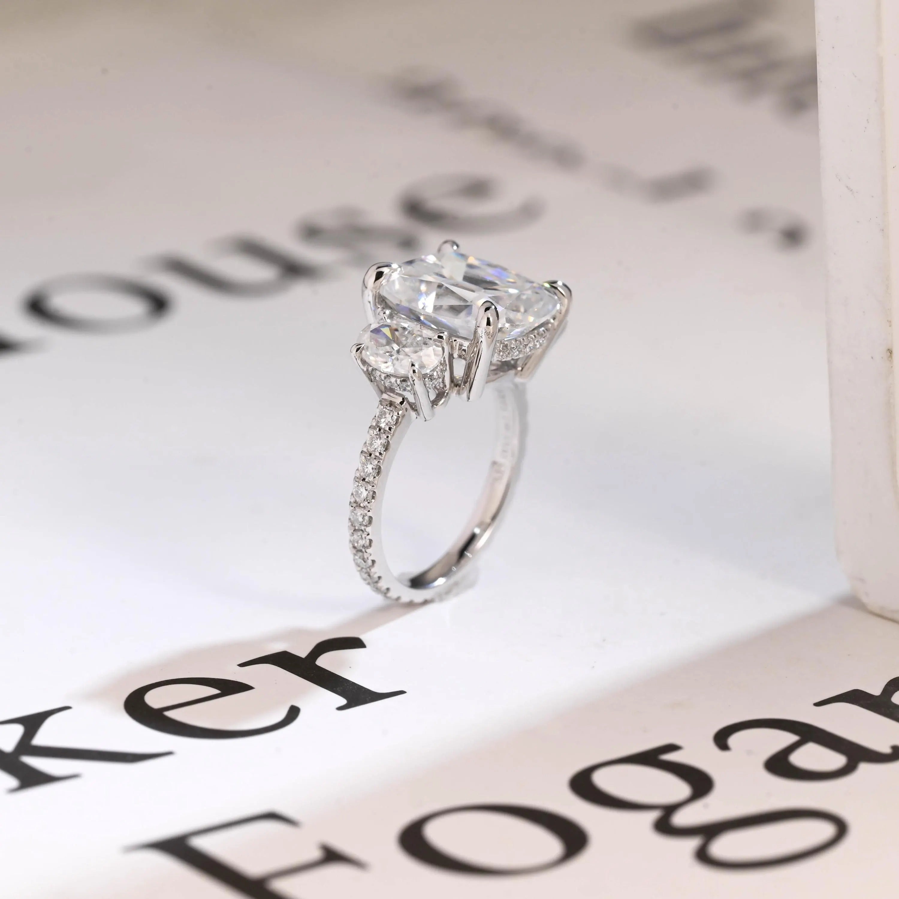 Solid Gold Old Mine Cushion Moissanite Engagement Ring, Anniversary Gift for Women