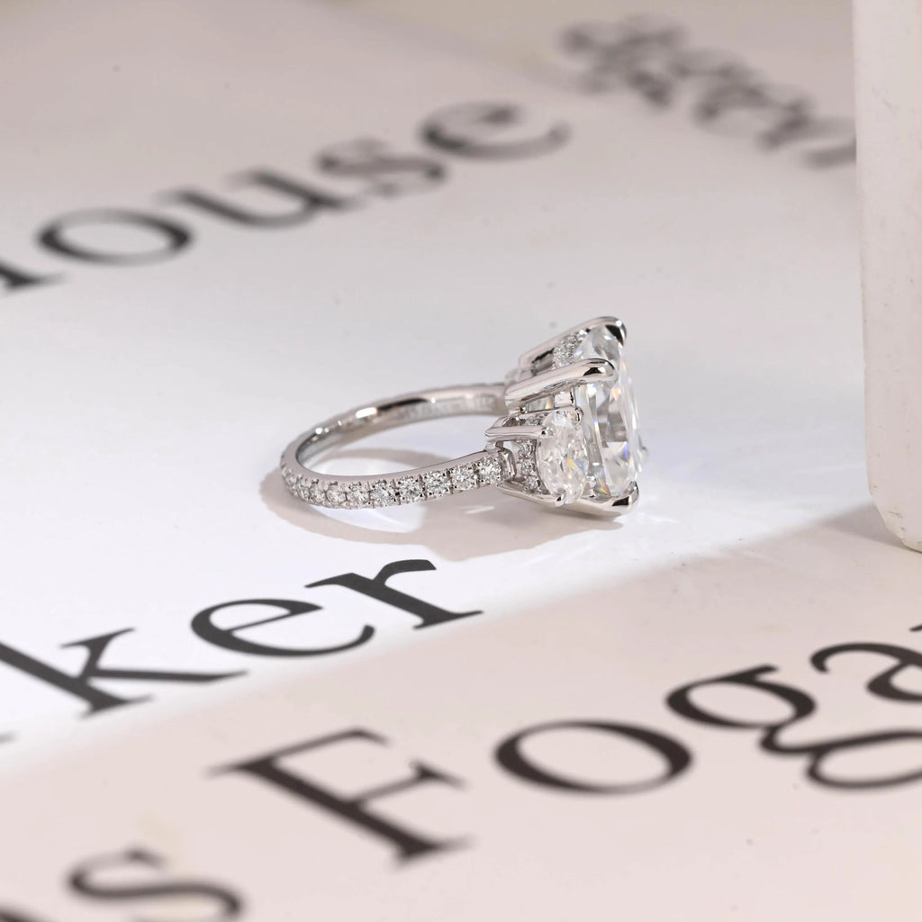 Solid Gold Old Mine Cushion Moissanite Engagement Ring, Anniversary Gift for Women