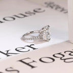 Solid Gold Old Mine Cushion Moissanite Engagement Ring, Anniversary Gift for Women