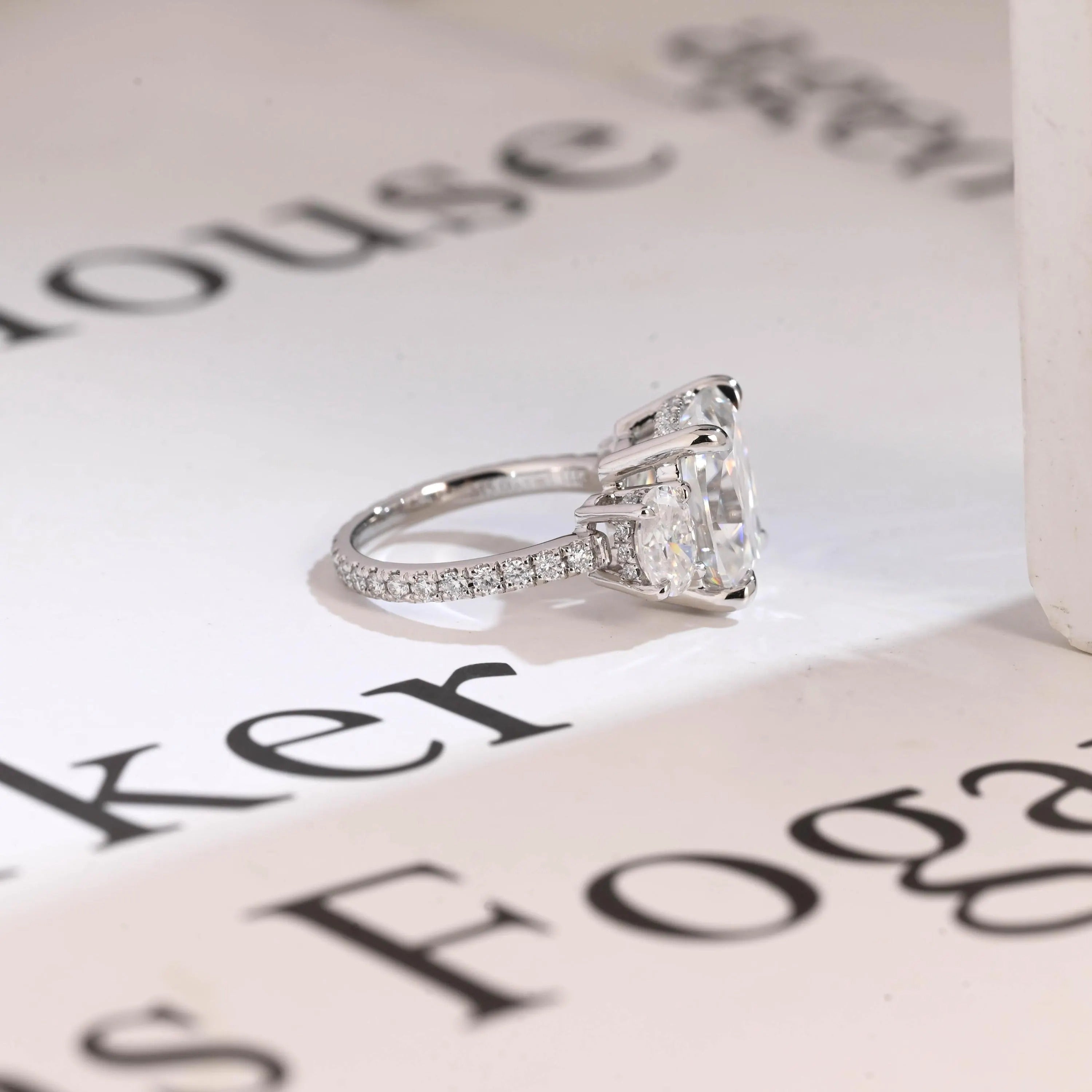 Solid Gold Old Mine Cushion Moissanite Engagement Ring, Anniversary Gift for Women