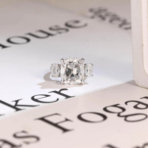 Solid Gold Old Mine Cushion Moissanite Engagement Ring, Anniversary Gift for Women