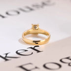 Solid Gold Radiant Cut Moissanite Engagement Ring, Art Deco Proposal Ring