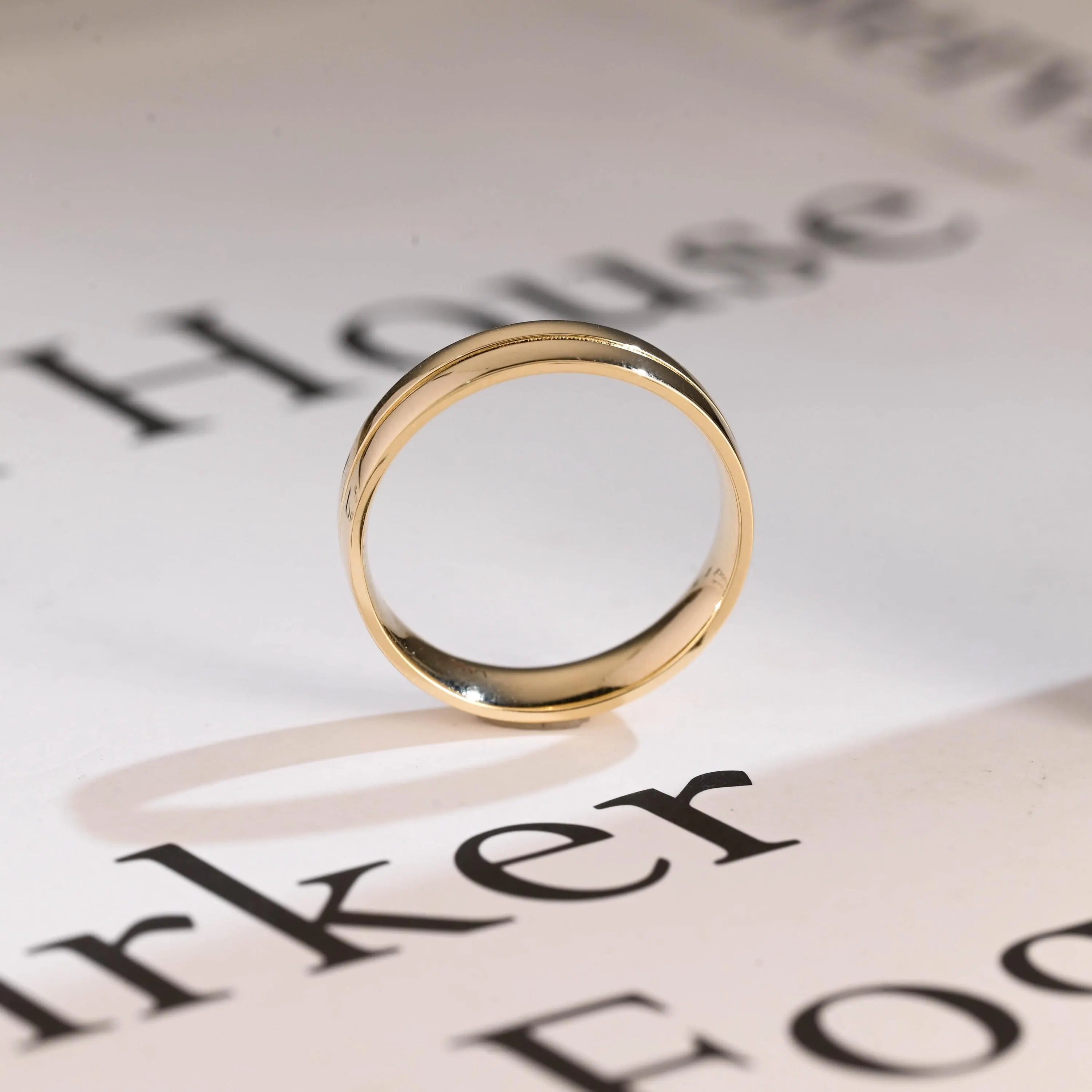 Solid Gold 5mm U-Shaped Groove Wedding Band for Men