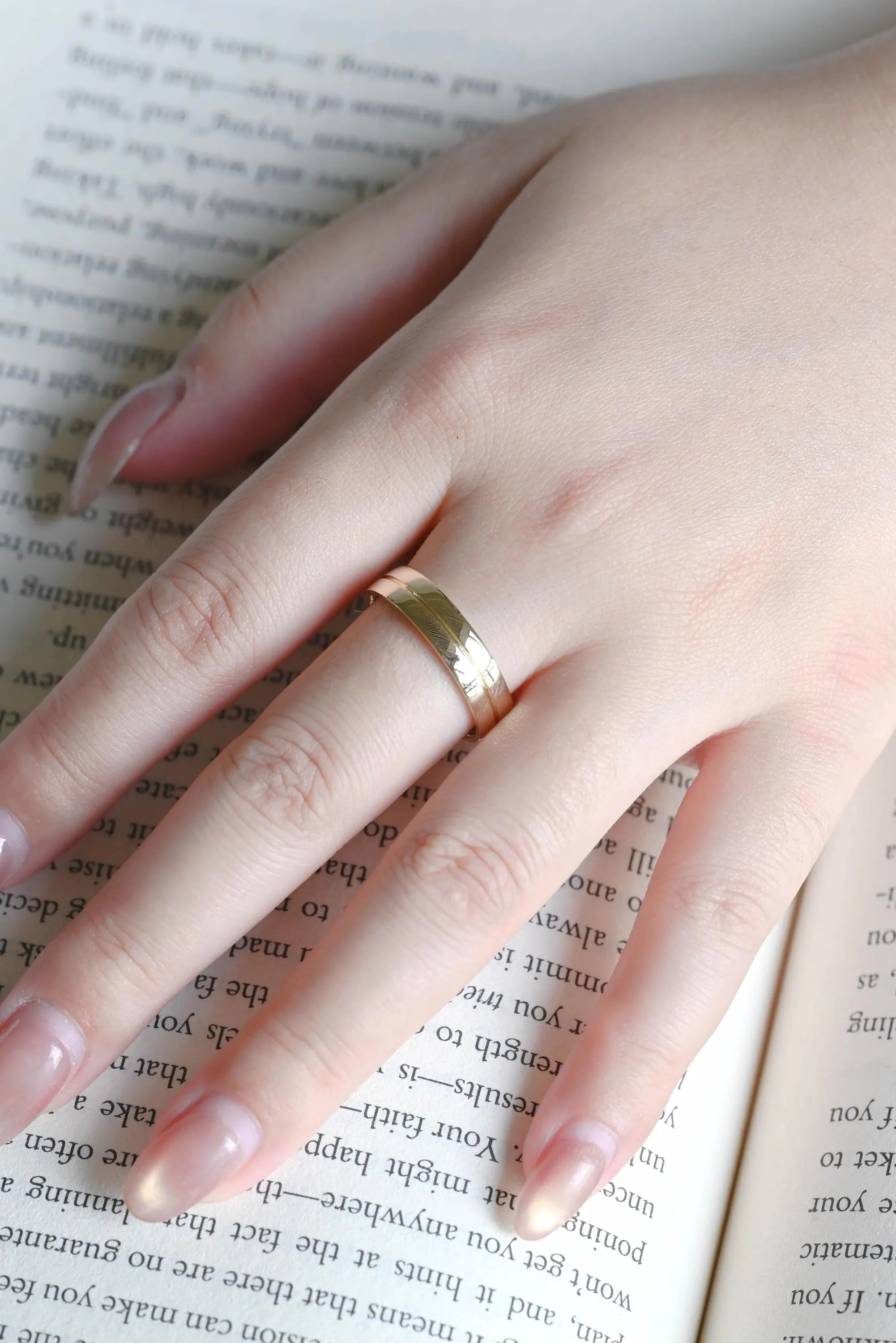 Solid Gold 5mm U-Shaped Groove Wedding Band for Men
