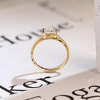Solid Gold Radiant Cut Moissanite Engagement Ring, Graduated Band Ring