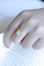 Solid Gold Radiant Cut Moissanite Engagement Ring, Graduated Band Ring