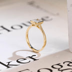 Solid Gold Radiant Cut Moissanite Engagement Ring, Graduated Band Ring