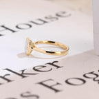 Solid Gold Radiant Cut Moissanite Engagement Ring, Graduated Band Ring