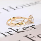 Solid Gold Princess Cut Moissanite Engagement Ring and Wedding Ring Set, Anniversary Gift for Her