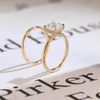 Solid Gold Princess Cut Moissanite Engagement Ring and Wedding Ring Set, Anniversary Gift for Her