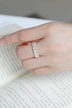 4*6mm Oval Moissanite Eternity Wedding Band, Solid Gold Stacking Ring