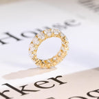 4*6mm Oval Moissanite Eternity Wedding Band, Solid Gold Stacking Ring