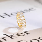 4*6mm Oval Moissanite Eternity Wedding Band, Solid Gold Stacking Ring