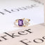 Solid Gold Toi et Moi Pear Moissanite & Emerald Amethyst Engagement Ring