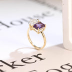 Solid Gold Toi et Moi Pear Moissanite & Emerald Amethyst Engagement Ring