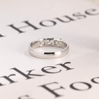 Solid Gold 4mm Asscher Moissanite Men's Wedding Band, Promise Band