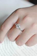 Solid Gold Round Cut Moissanite Engagement Ring, Twisted Band Ring