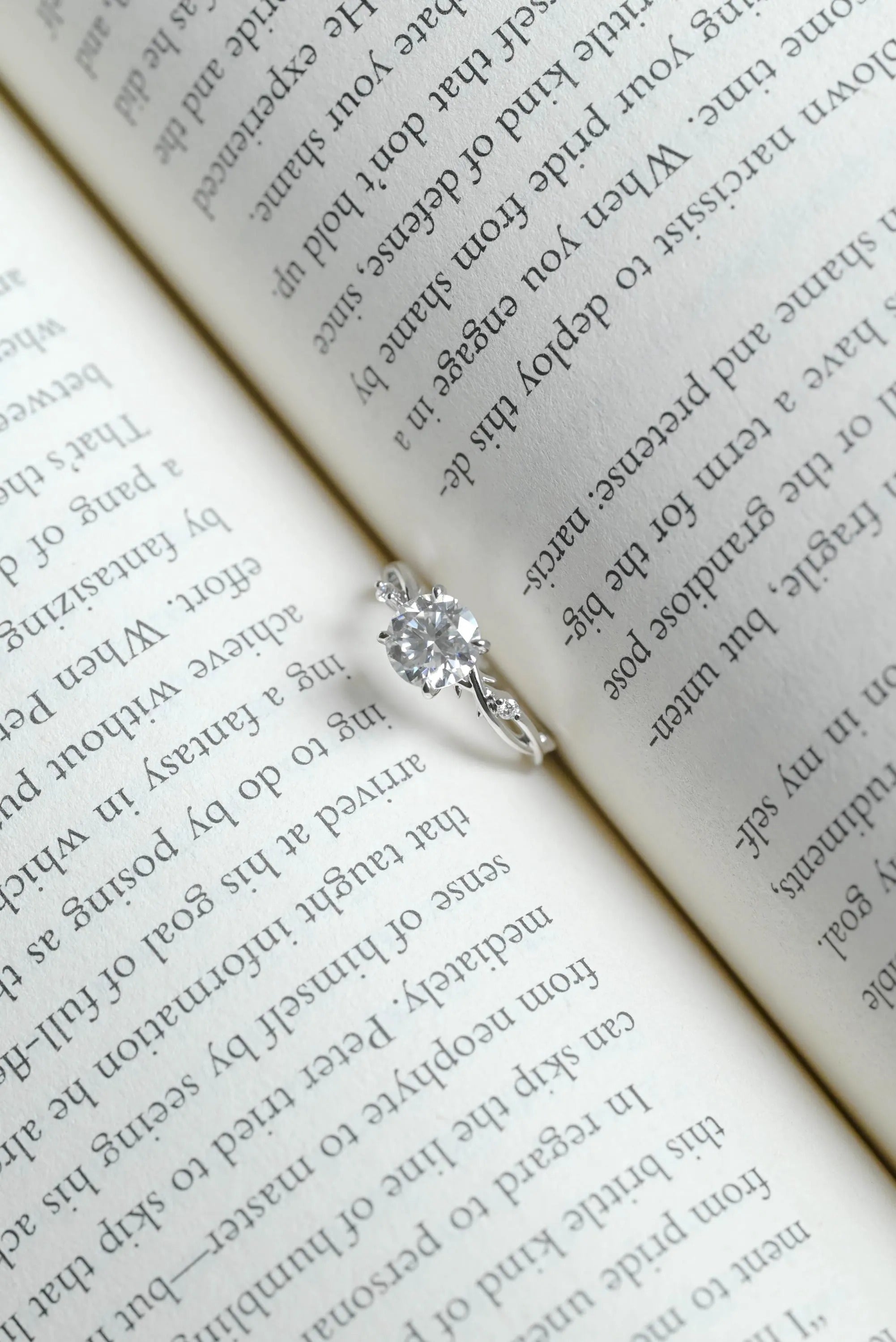 Solid Gold Round Cut Moissanite Engagement Ring, Twisted Band Ring