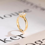Solid Gold Radiant Cut Moissanite Engagement Ring, Art Deco Proposal Ring