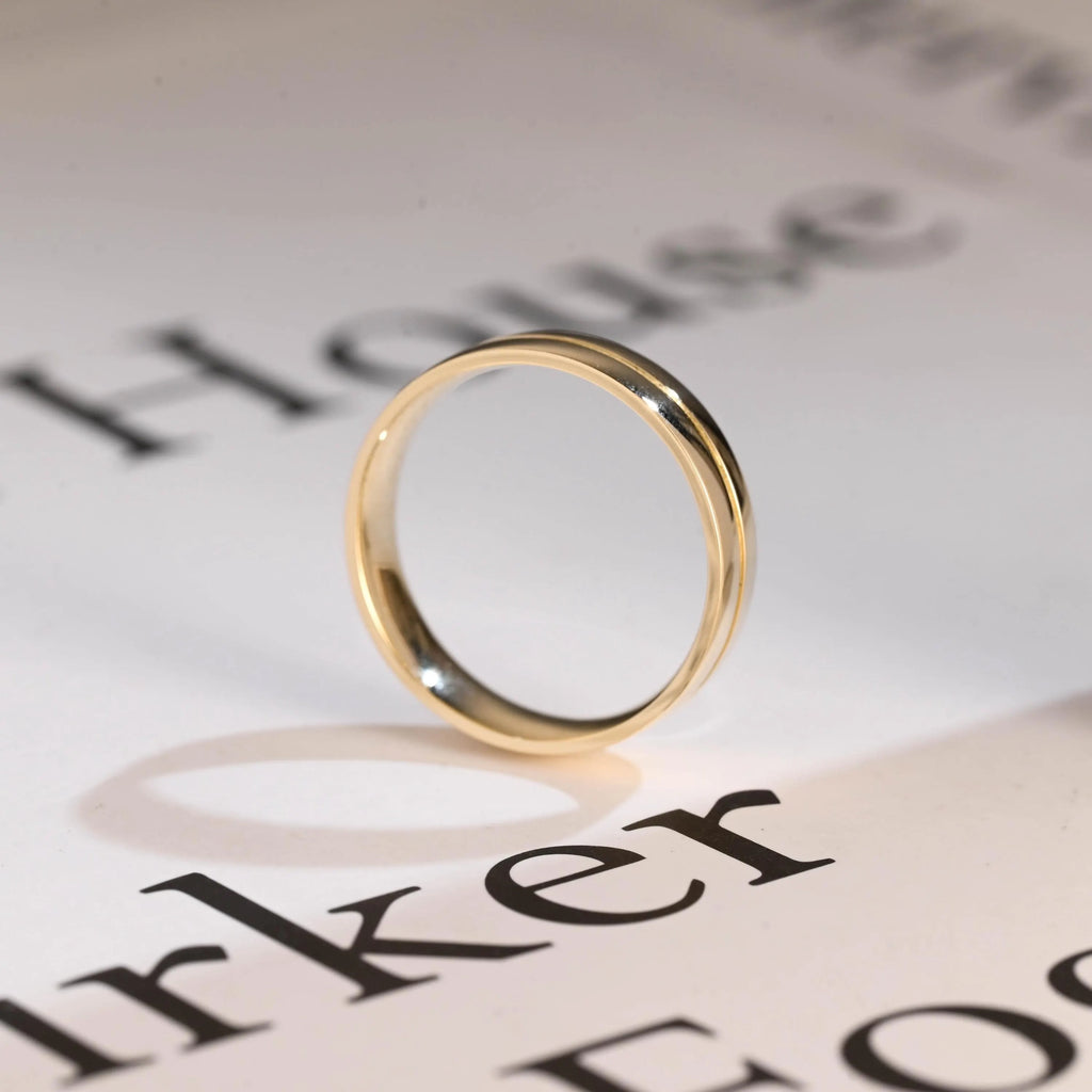 Solid Gold 5mm U-Shaped Groove Wedding Band for Men