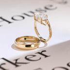 Solid Gold East-West Marquise Cut Moissanite Wedding Band Set, Bridal Set