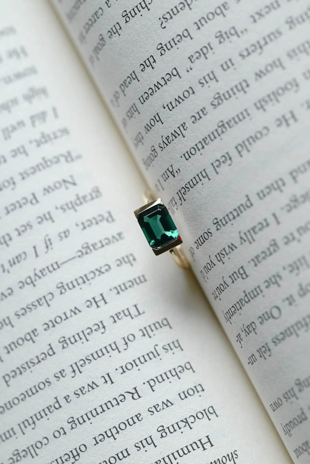Solid Gold Lab Grown Emerald Engagement Ring, Anniversary Gift for Her
