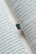 Solid Gold Lab Grown Emerald Engagement Ring, Anniversary Gift for Her