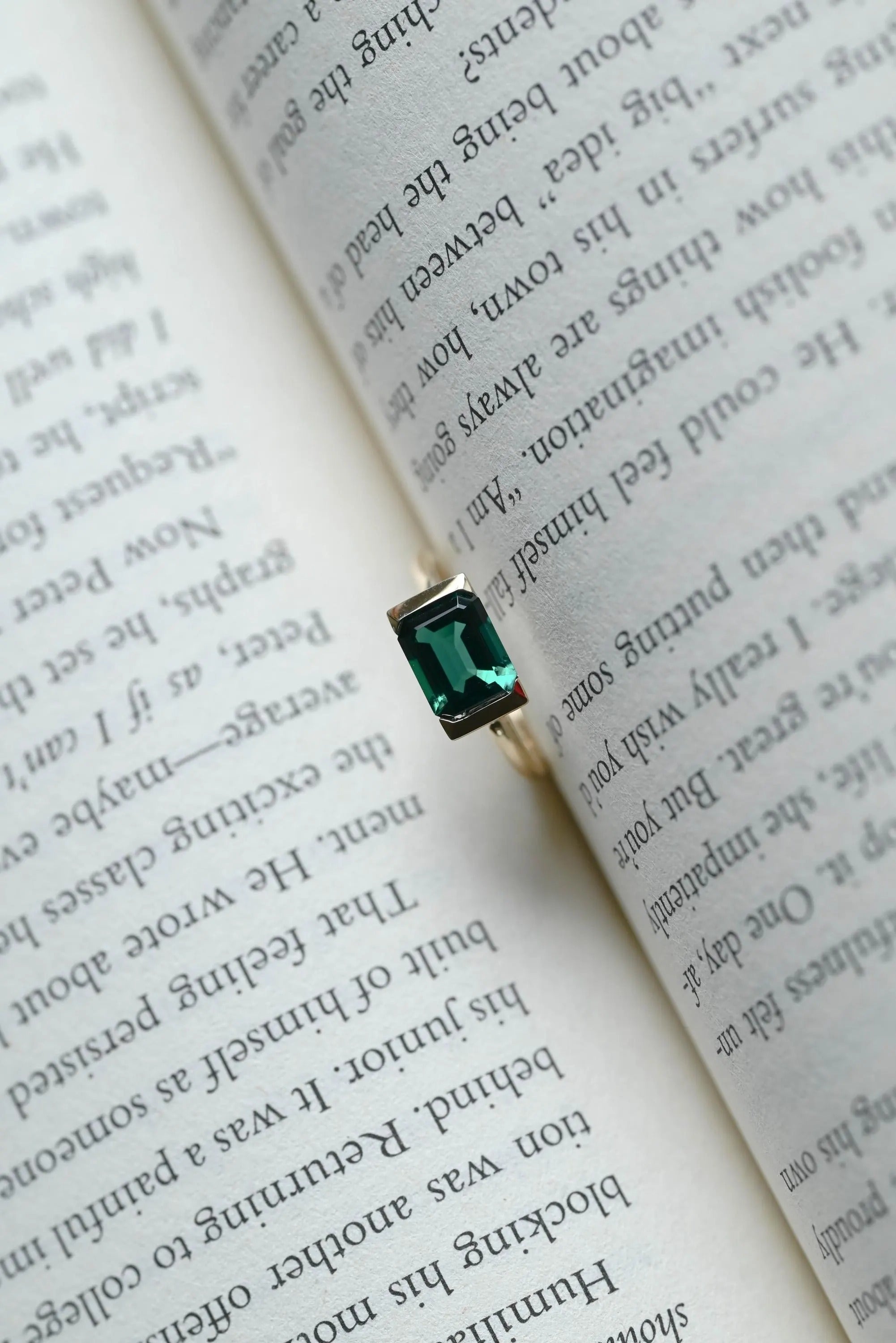 Solid Gold Lab Grown Emerald Engagement Ring, Anniversary Gift for Her