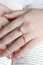 Solid Gold Princess Cut Moissanite Engagement Ring and Wedding Ring Set, Anniversary Gift for Her