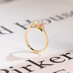 Solid Gold Oval Cut Moissanite Engagement Ring, Anniversary Gift for Her