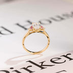 Solid Gold Oval Cut Moissanite Engagement Ring, Anniversary Gift for Her