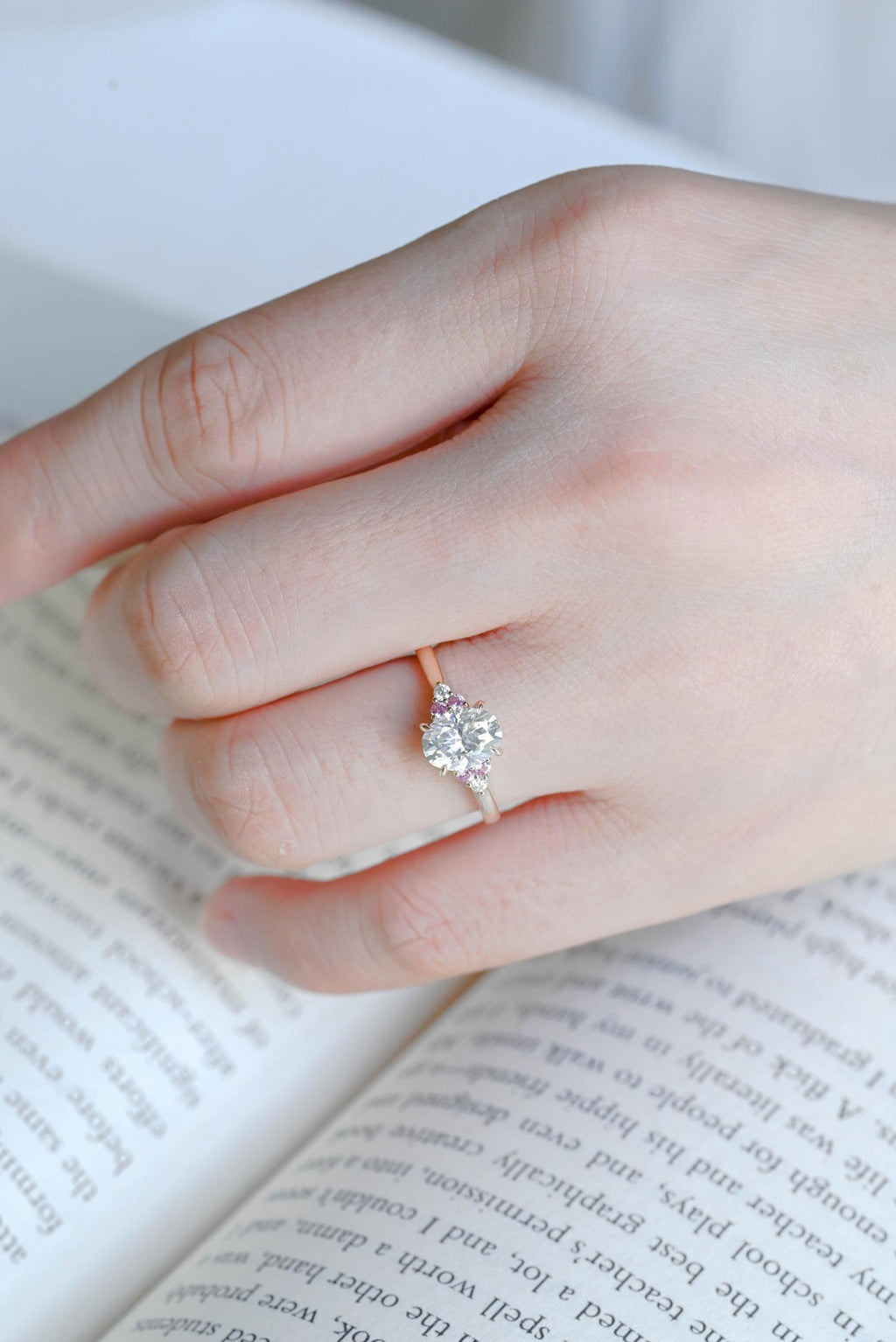 Solid Gold Oval Cut Moissanite Engagement Ring, Anniversary Gift for Her