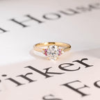 Solid Gold Oval Cut Moissanite Engagement Ring, Anniversary Gift for Her