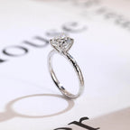 Solitaire Round Diamond Engagement Ring, Solid Gold Hammered Promise Ring, Birthday Gift for Women