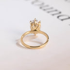 Solid Gold Oval Cut Moissanite Engagement Ring with Hidden Halo, Anniversary Gift for Her