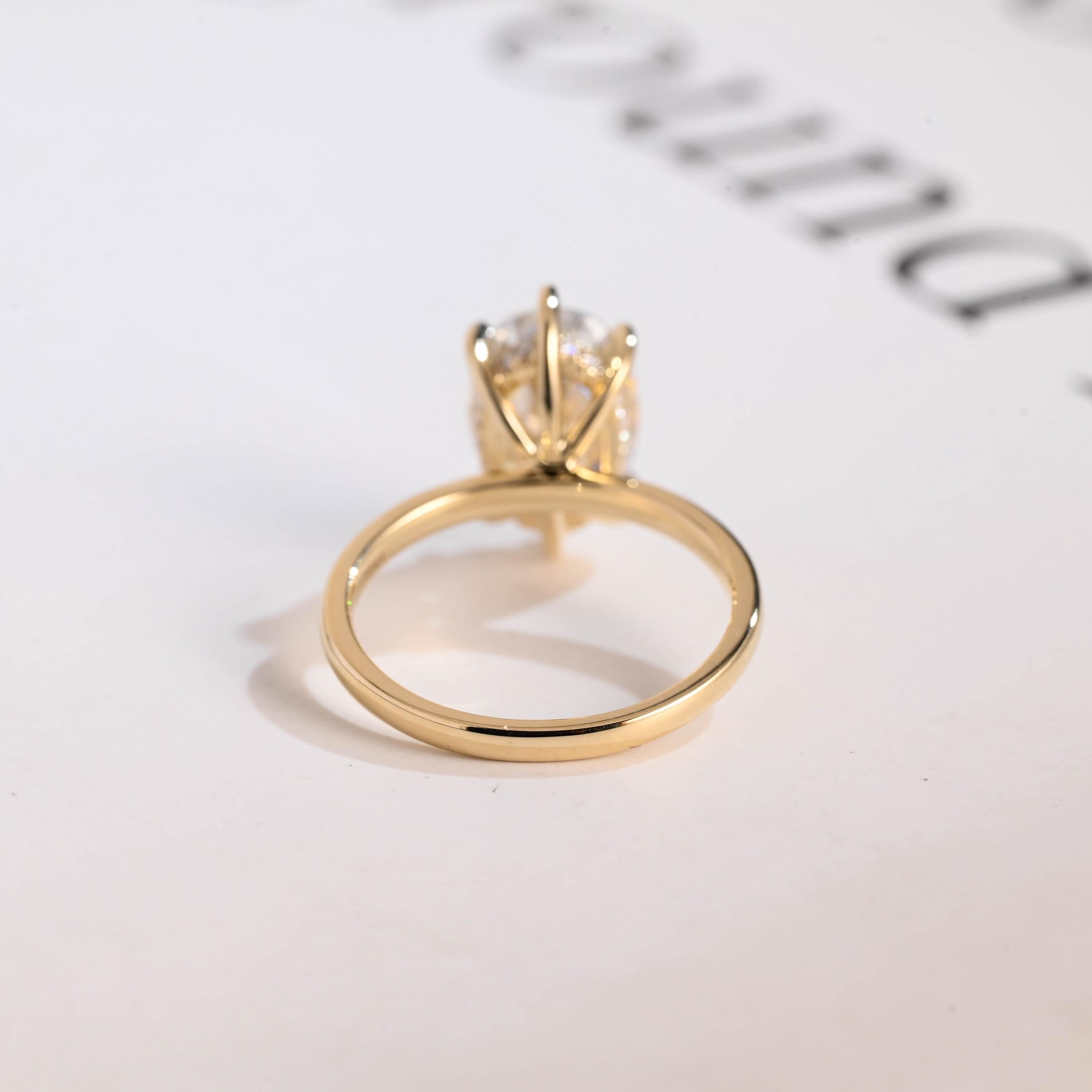 Solid Gold Oval Cut Moissanite Engagement Ring with Hidden Halo, Anniversary Gift for Her