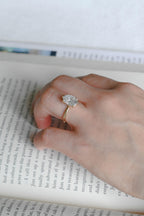 Solid Gold Oval Cut Moissanite Engagement Ring with Hidden Halo, Anniversary Gift for Her