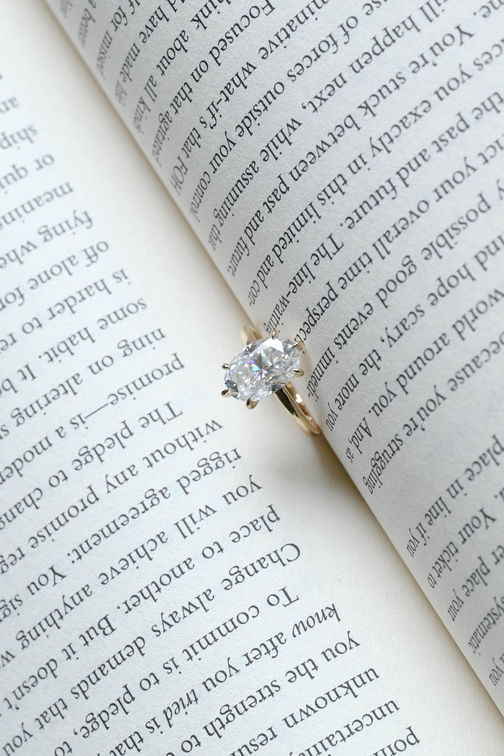 Solid Gold Oval Cut Moissanite Engagement Ring with Hidden Halo, Anniversary Gift for Her
