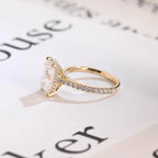 Solid Gold Emerald Cut Moissanite Engagement Ring, Anniversary Gift