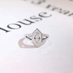 Solid Gold Hexagon Cut Moissanite Engagement Ring, Promise Ring